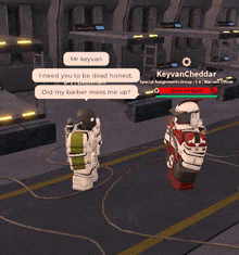 a screenshot of a video game where a character named keyvan is talking to another character