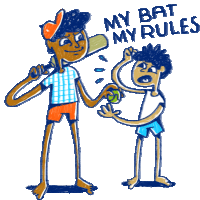 Confident Boy With Caption My Bat Rules In English Sticker - Gully Cricket My Bat My Rules Stickers