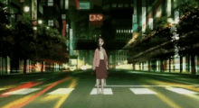 anime crosswalk girl traffic still chaos