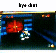 a screenshot of a video game with the words bye chat below it
