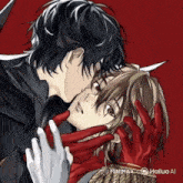a drawing of a man and a woman kissing with the words hailuo ai below them