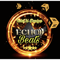 a logo for echo beats shows a circle of flames