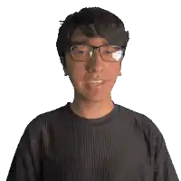 a young man wearing glasses and a cameron shirt
