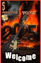 a poster for s freestyle voice with a guitar on it
