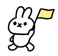 a cartoon bunny is holding a yellow flag in its hand .