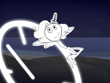 a black and white drawing of a cartoon character with a hat on