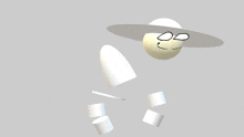 a 3d model of a cartoon character with a white hat on
