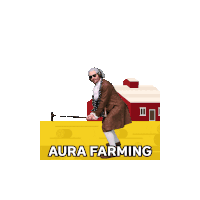 an aura farming poster with a man holding a sword