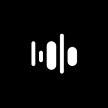 a white icon on a black background that looks like a clock .