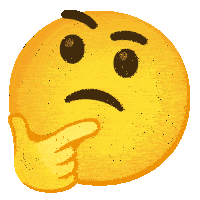 a thinking smiley face has a hand on its chin