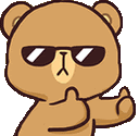 a teddy bear wearing sunglasses is giving a thumbs up sign .