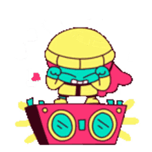 sticker animated boombox party yey