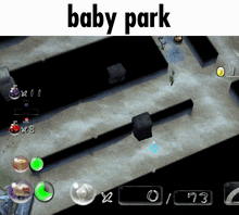 a screenshot of a video game with the words baby park above it