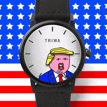 a triwa watch with a trump face on it