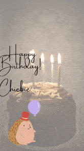 a birthday card with a cake and candles that says happy birthday chubbie