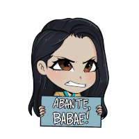 a cartoon of a girl holding a sign that says abante babae