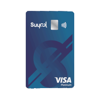 a blue visa platinum credit card with a blue circle on it