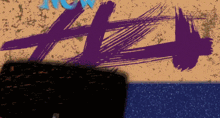 a purple brush stroke on a wall with the word fox in the background