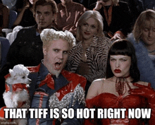 a group of people are watching a movie and the caption reads that tiff is so hot right now