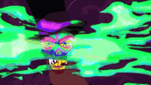a pixel art drawing of a person with a skull on their head