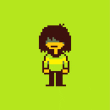 a pixel art drawing of kris from undertale