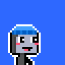 a pixel art drawing of a person holding a piece of paper