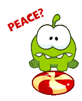 Peace Om Nom Sticker - Peace Om Nom Cut The Rope Stickers
