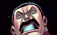 a man with a mustache is making a funny face