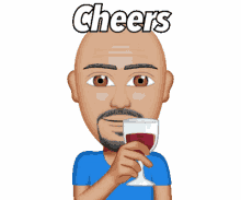 bald man wine wineglass cheers celebrate