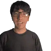 a man wearing glasses and a shirt that says andy on it