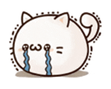 a cartoon of a cat crying with tears coming out of its eyes .
