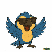 a cartoon of a parrot wearing sunglasses with the word sextou below it