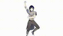 a black and white drawing of a person dancing with their arms in the air