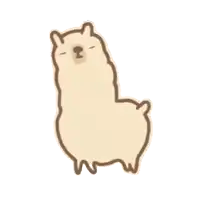 a cartoon drawing of a llama with a bear 's face on a white background .