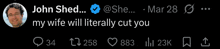 a screenshot of a tweet by john shed