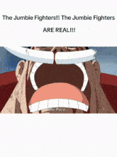 a cartoon of a man with glasses and the words " the jumbie fighters are real "
