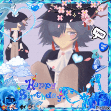 a picture of a boy in a hat with the words happy birthday