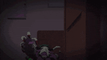 a cartoon drawing of a purple monster with sharp teeth and a hat that says ' samurai ' on it