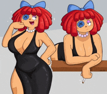 a cartoon drawing of a doll with a blue eye