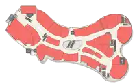 a floor plan of a building with a circle in the center
