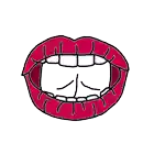 a drawing of a woman 's mouth with red lips and the words `` love you '' written above it .