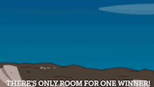 a cartoon of daffy duck running with the words " there 's only room for one winner " below him