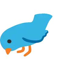 a blue bird with orange feet and a black beak