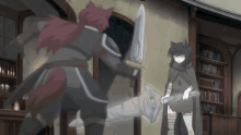 a man with a sword is standing next to a woman with a sword