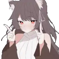a girl with a cat ear on her head is giving a thumbs up