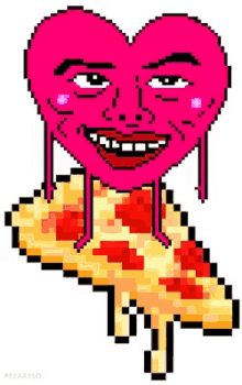 ricardio the heart guy pizza pixel art contemporary art graphic design