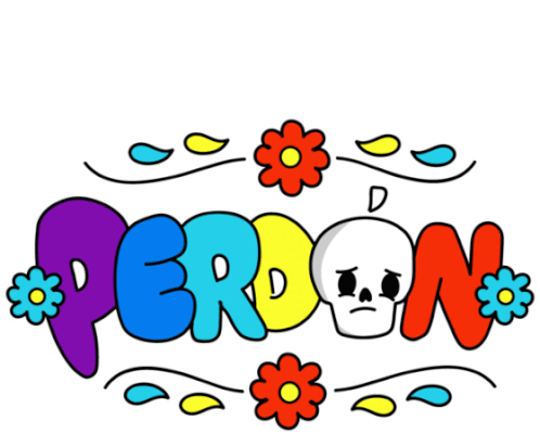 Skull Spelling The Word "Sorry" In Spanish. Sticker - Juan Cráneo Carlos Perdon Sorry Stickers