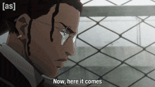 a cartoon of a man with glasses says now here it comes
