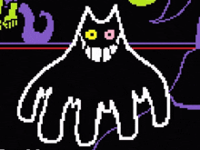 a pixel art of a cat with yellow eyes