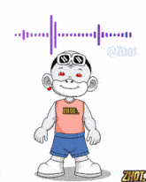 a cartoon character with a shirt that says zhot